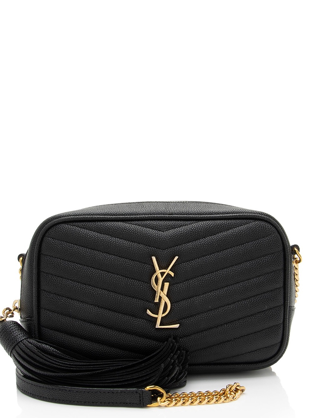 Saint Laurent Black Quilted Leather Crossbody with YSL mini Lou camera bag